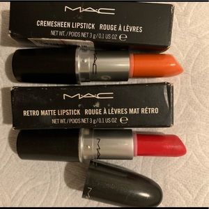 MAC lipsticks; TOKYO TIZZY & RELENTLESSLY RED